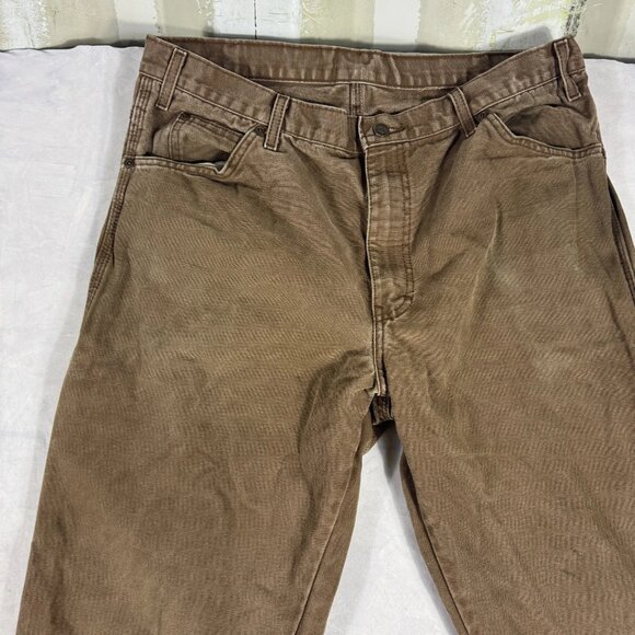 Dickies Men's Carpenter Duck Pants Brown Relaxed Fit Straight Leg Workwear 36x34 - Picture 3 of 12